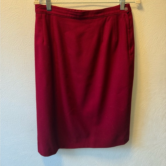 Vintage Pendleton Virgin Wool Burgundy Red Pencil Skirt Valentines Day Sz 14 - Picture 2 of 5